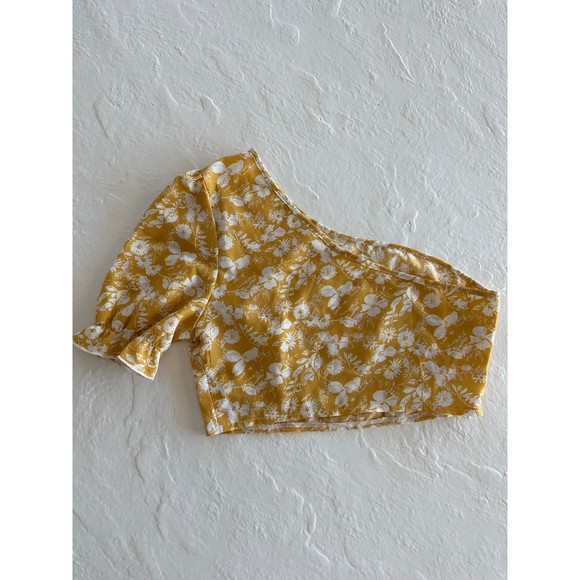 Floral One Shoulder Crop Top - Picture 1 of 11